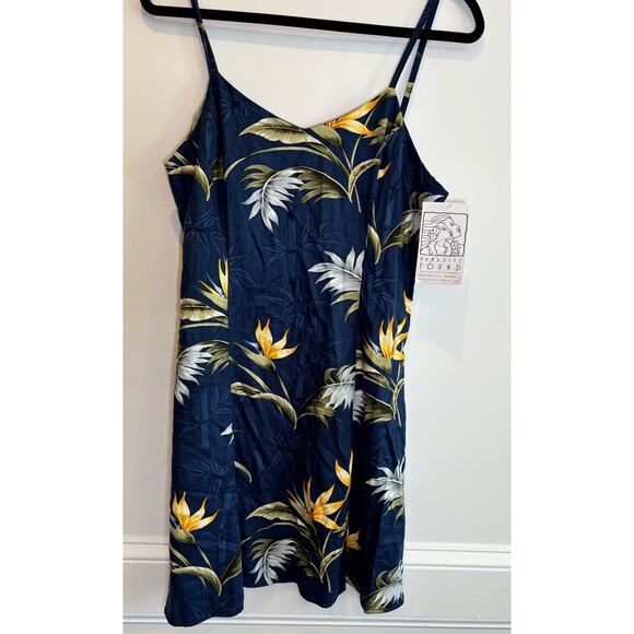 Paradise Found Hawaii Vintage Blue Spaghetti Strap Short Sundress Size Large - Picture 12 of 12